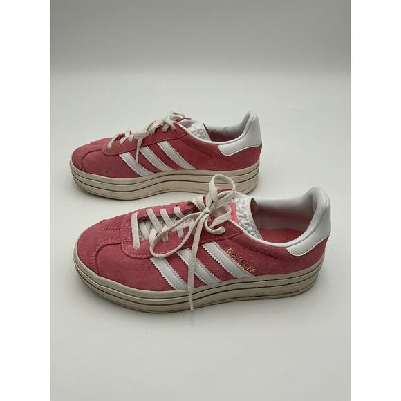 Adidas 'Gazelle' Pink Leather Bold Platform Sneaker Size 6.5 M - Picture 2 of 6